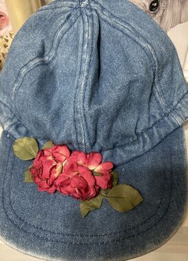 Denim Embroidered Red Flowers Yehasso Fashion Buckle Hat Casual 100% Cotton Cap